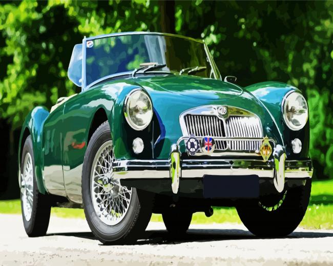 Classic Green MG Car paint by numbers