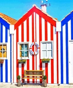 Colored Houses Aveiro paint by number