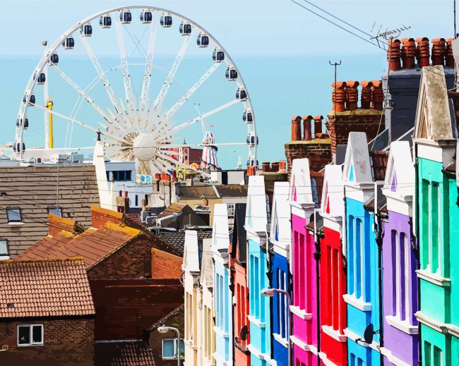 Colorful Houses In Brighton paint by numbers