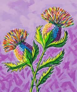 Colorful Thistles Flowers paint by numbers