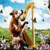 Cow Playing Harp paint by number