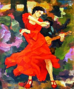 Dancer In Red Dress paint by number