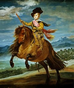 Equestrian Portrait Of Prince Balthasar Charles Velazquez paint by number