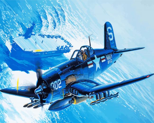 F4U Corsair Fighter Aircraft paint by numbers