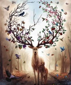 Fantasy Seasons Stag paint by number
