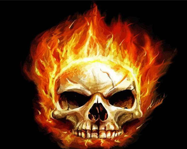 Fire Skull Head paint by number
