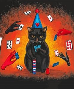 Gambling Cat paint by number