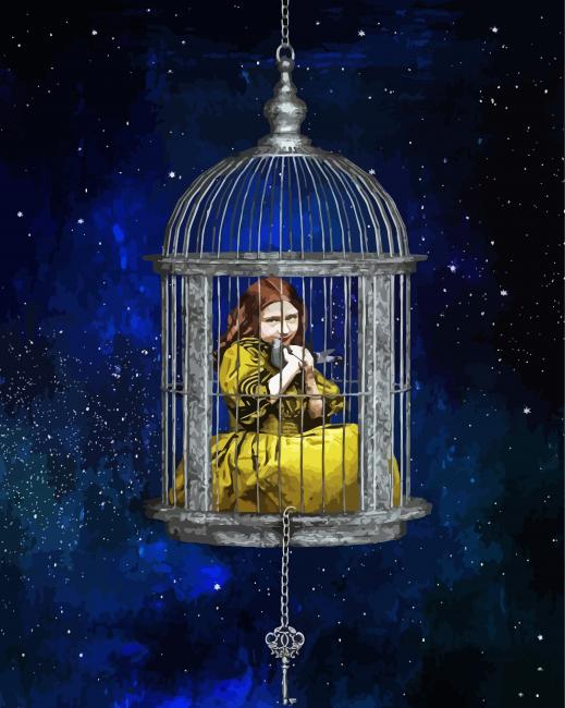 Girl In Cage Art paint by number