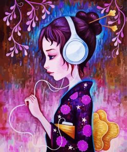 Girl Wearing Headphones paint by number