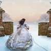 Girl With Ball gown In Snow paint by number