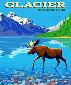 Glacier National Park Poster paint by number