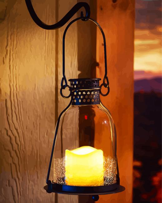 Glass Lantern With Candle paint by numbers
