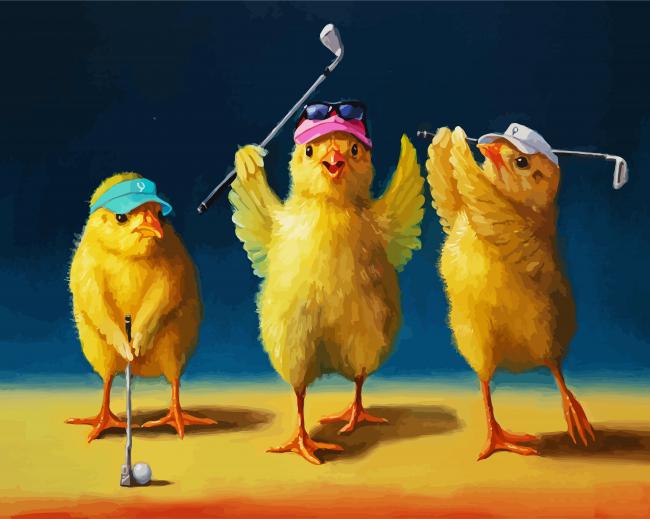 Golfers Chicks paint by number