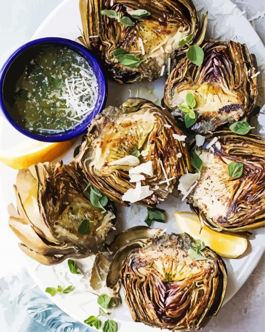Grilled Artichokes paint by number