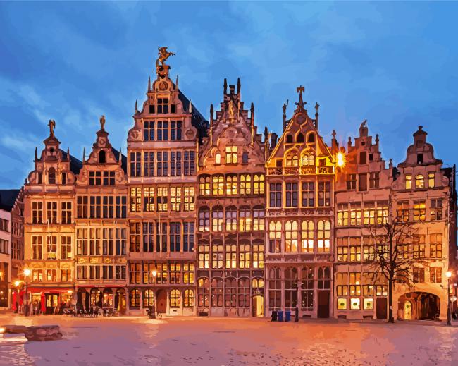 Guild Houses Belgium paint by numbers