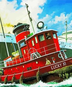 Harbour Tugboat Ship paint by numbers