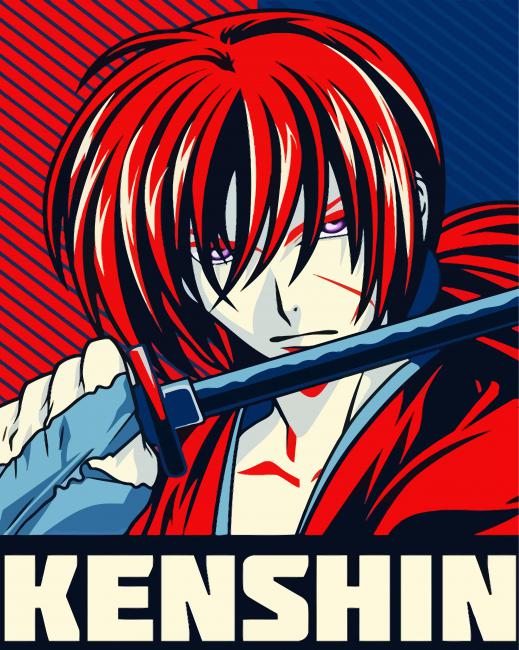 Kenshin Himura Battousai paint by number