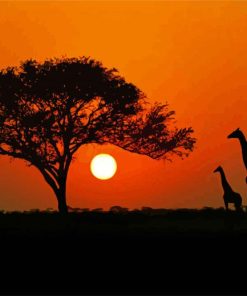 Kenya Giraffes Silhouette paint by number