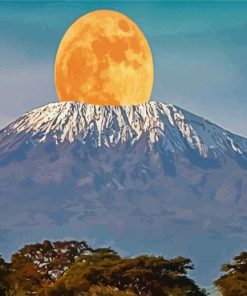 Kenya Full Moon kilimanjaro Mountain paint by number