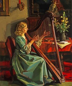 Lady Playing Harp paint by number