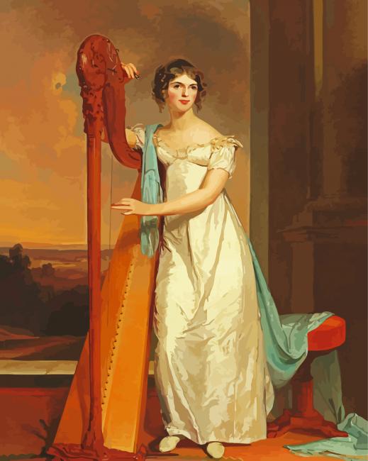 Lady With A Harp paint by number