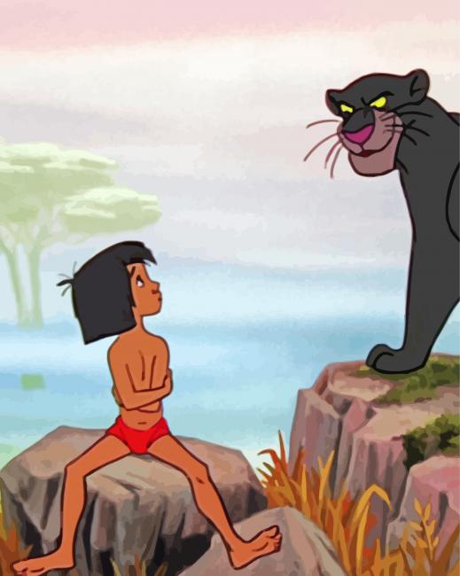 Little Mowgli And Bagheera paint by number