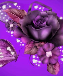 Magical Violet Rose paint by number