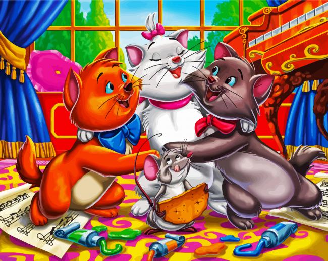 Marie Toulouse And Berlioz Cats paint by number