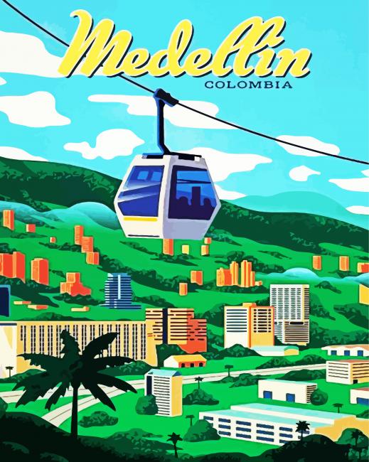 Medellin Colombia Poster paint by number