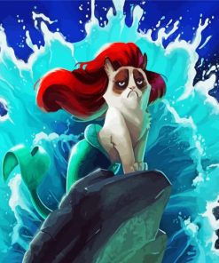 Mermaid Grumpy Cat paint by number