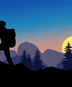 Mountains Climber Silhouette paint by numbers
