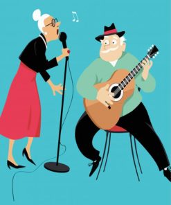 Old Couple Singing paint by numbers