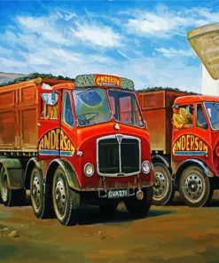 Old Red Lorry Truck paint by numbers