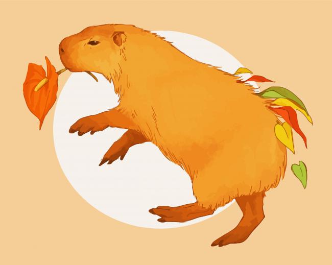 Orange Capybara paint by number