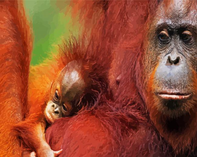 Orangutans Monkey paint by number