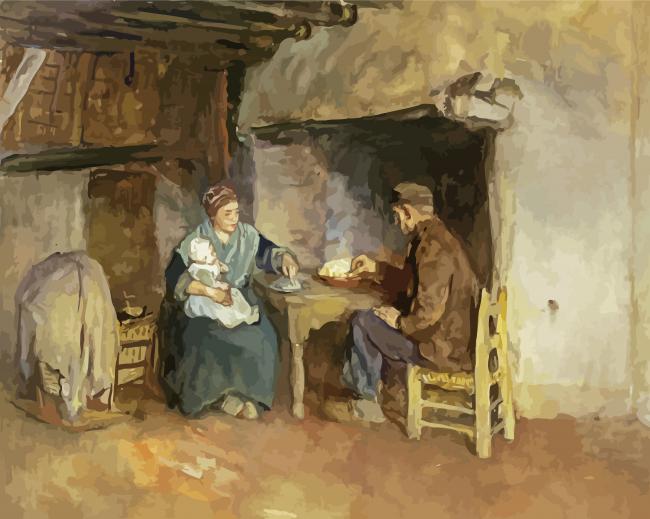 Peasant Family At Lunch paint by number