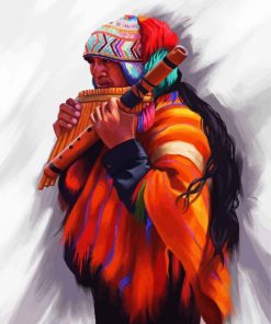 Peruvian Flute Player paint by number