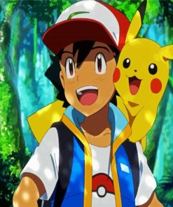 Pikachu And Ash Animation paint by number