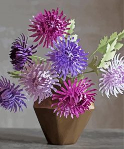 Pink Purple Chrysanthemum Vase paint by numbers