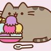 Pusheen Cartoon Cat Eating Ice Cream paint by numbers