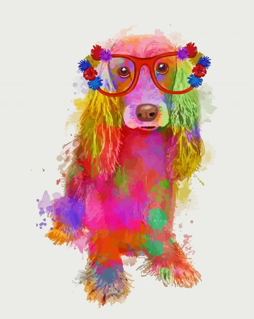 Rainbow Splash Cocker Spaniel paint by numbers
