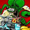 Green Rat Fink paint by numbers