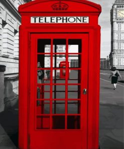 Red Big Ben Telephone Booth paint by number