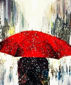 Red Umbrella Rain paint by numbers