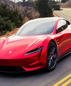 Red Tesla paint by number