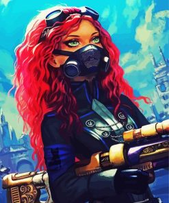 Redhead Warriror Girl paint by numbers