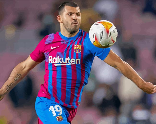Sergio Agüero With FCB paint by numbers