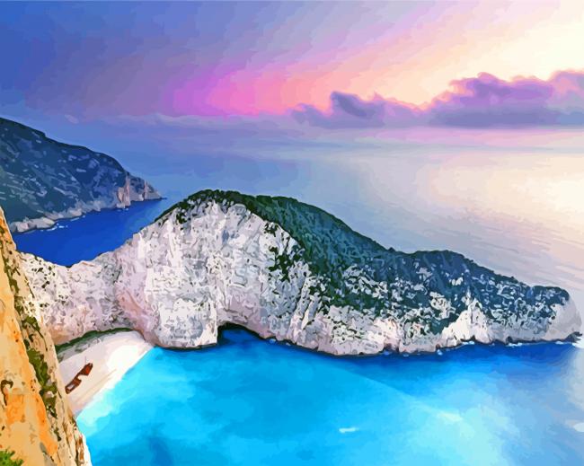 Shipwreck View Point Zante paint by number