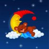 Sleepy Teddy Bear On Moon paint by number