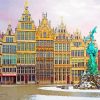 Snowy Antwerp Belgium paint by numbers